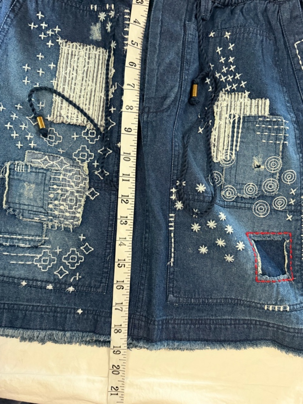 ANTHROPOLOGIE PILCRO Patchwork Denim Mini Skirt M - Picture 13 of 16